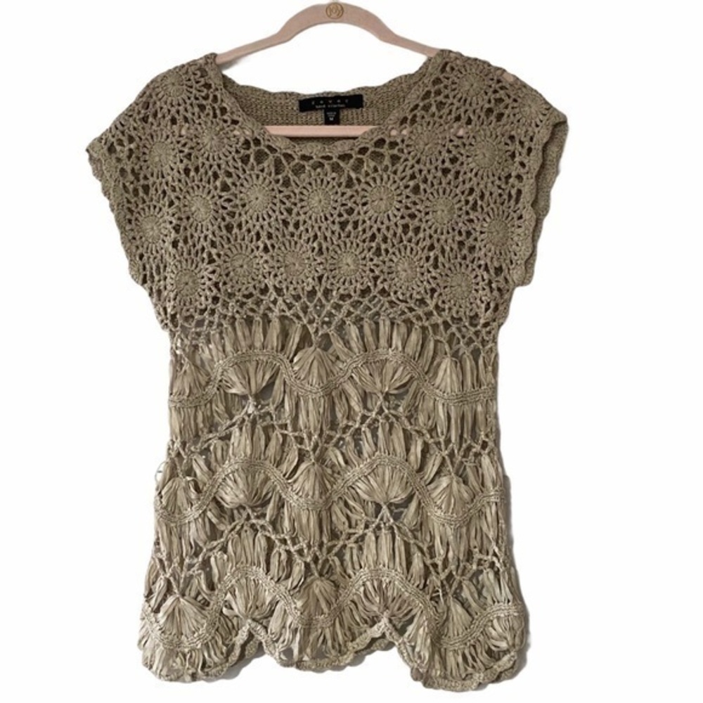 Fever Sweater Hand Crotchet Tan Medium